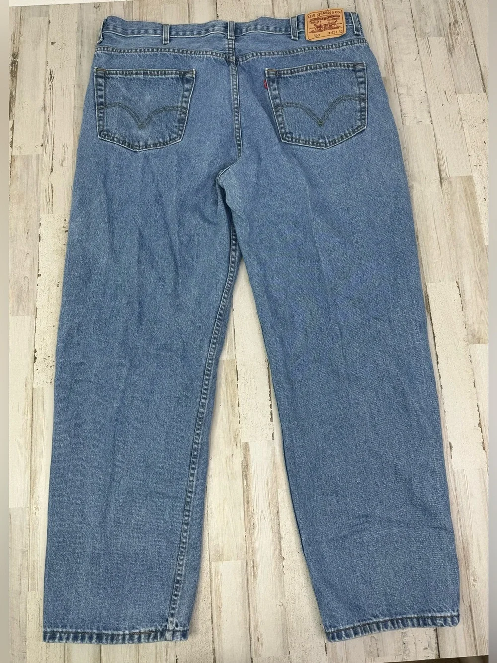 Vintage Levis 550 Pants Jeans Men 42x31 Denim Stretch Blue Straight